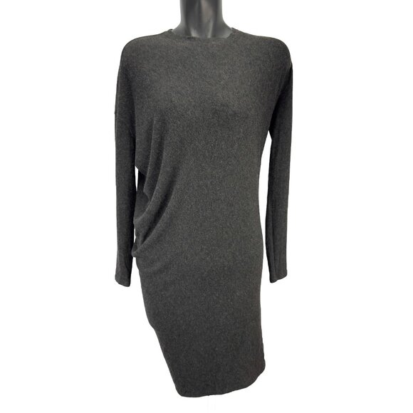 KIT AND ACE Wave Viscose Cashmere Stretch Minimalist Grey Long Sleeve Dress M - Picture 1 of 13
